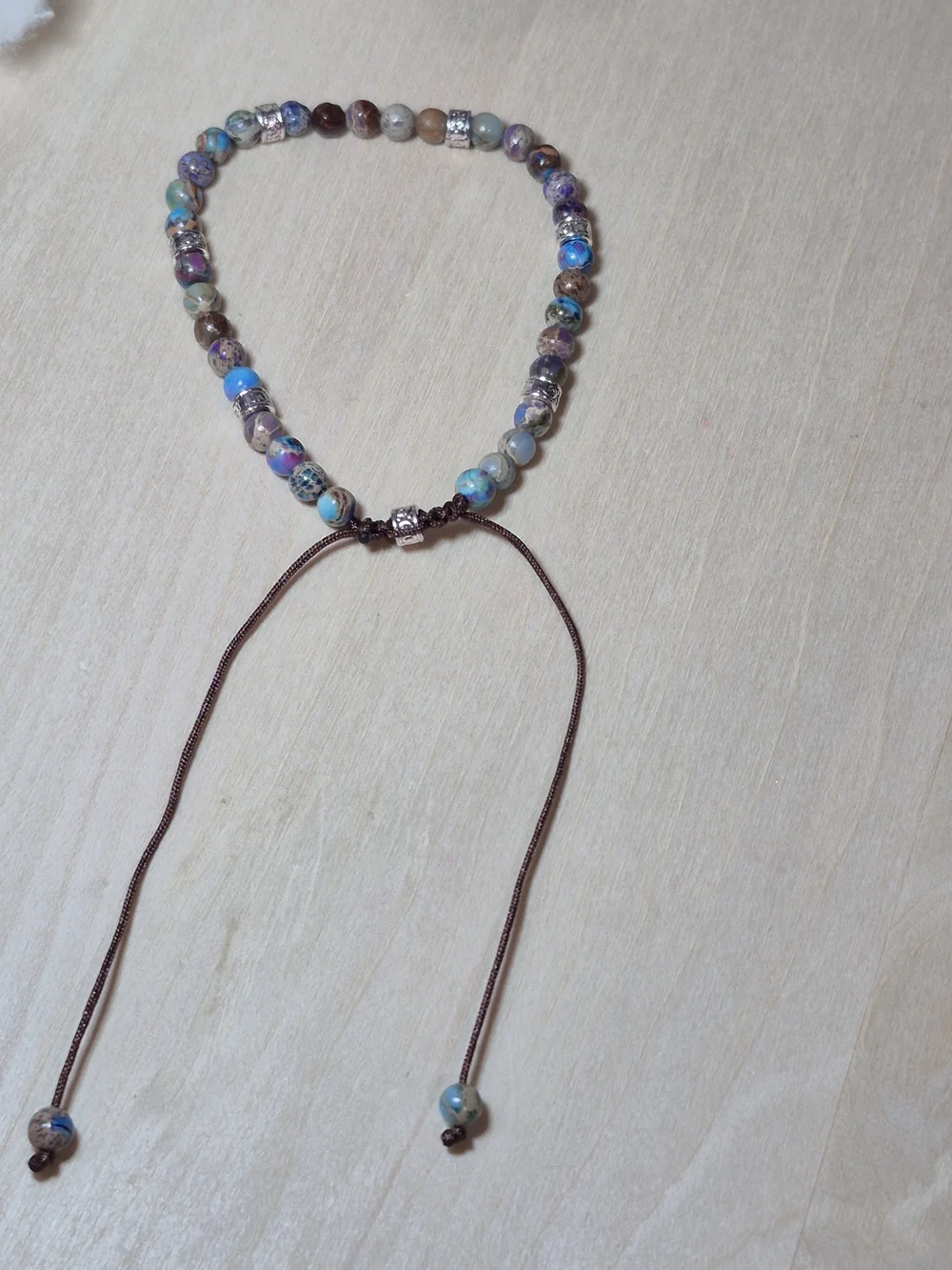 💜🩶NEW💜🩶 PRETTY!! 4MM PURPLE FLOWER STONE Adjustable Bracelet